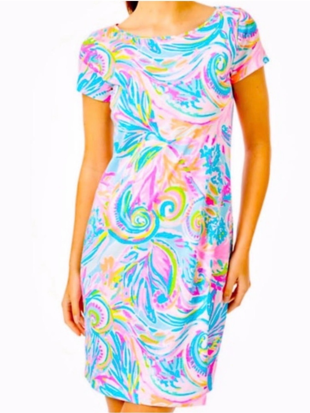 LILLY PULITZER Marlowe Boatneck Short Sleeve Dress in Carnivale Coral large NWOT